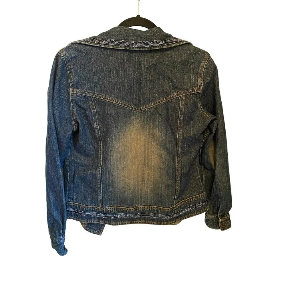Gordon James embroidered Denim Jean Western studded Jacket Size Small